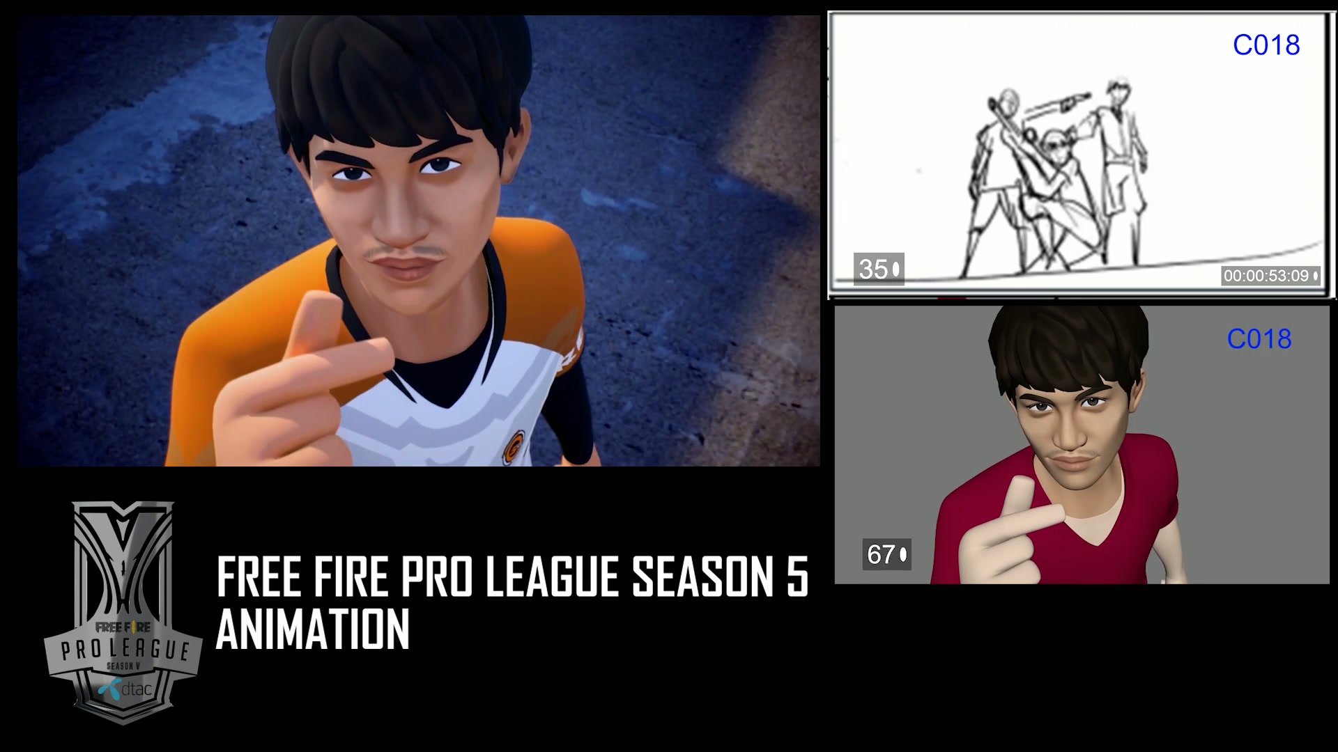 Finished image, storyboard and playblast for Free Fire Pro League Season 5
